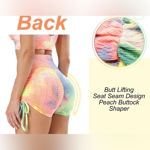 NWT Plus Size Tie Dye Ruched Butt Lifting  Design Bike Shorts - Size 2X/3X - Picture 6 of 11